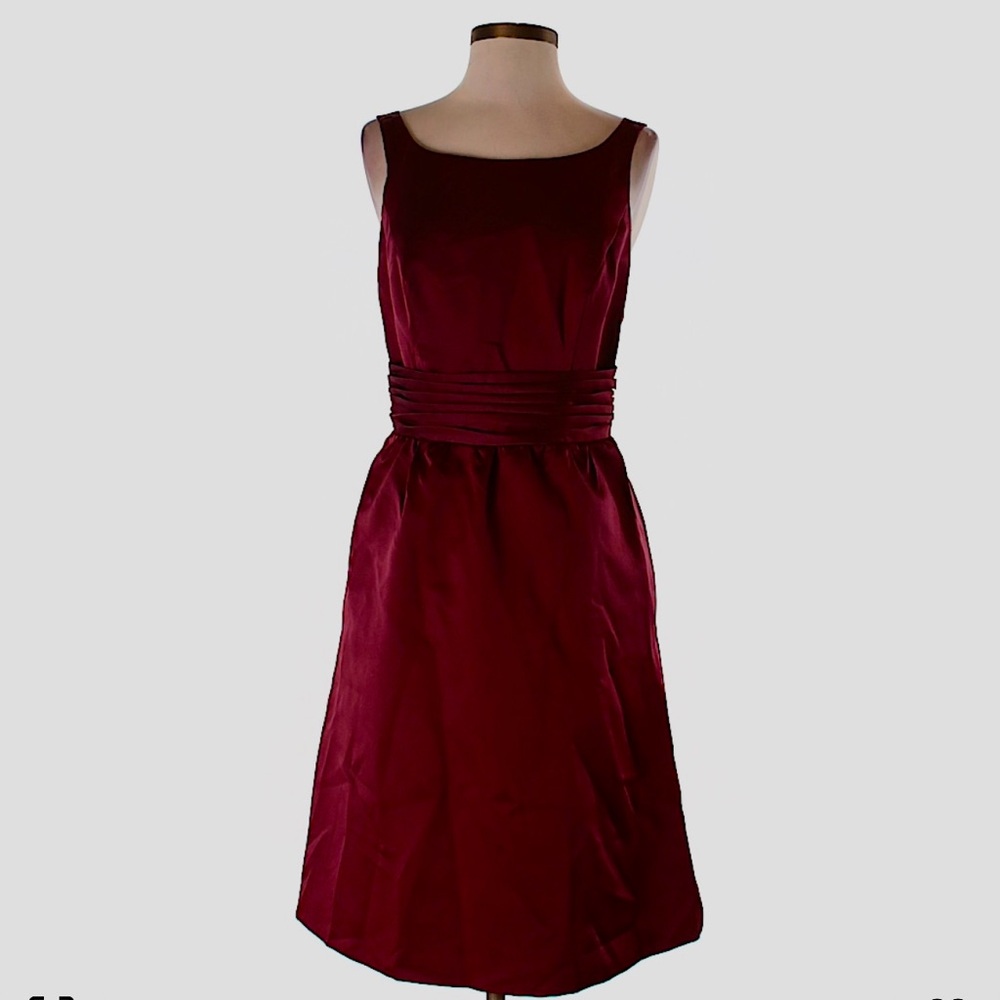 Alfred Angelo Satin Burgundy/Red Wine Colored Cocktail Dress